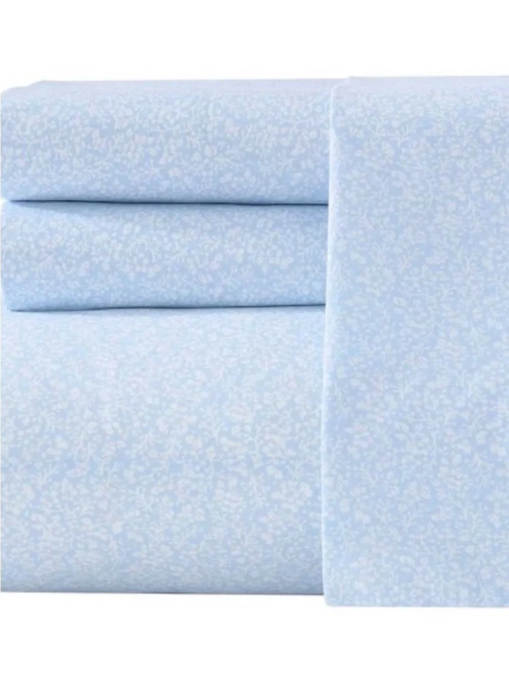 Laura Ashley KING Maeve Blue Floral 4Pc Sheet Set 100% Cotton Percale/Breathable